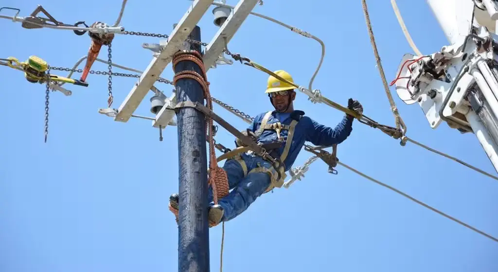Power lines against a blue sky in Yucatan