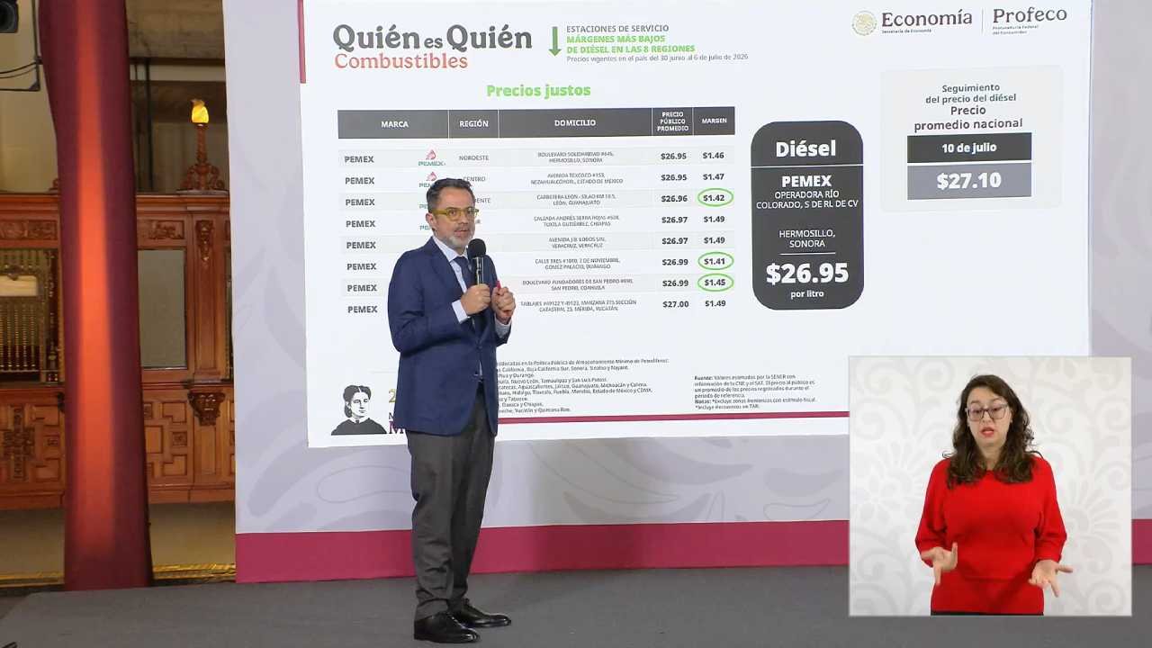 A gas station in Cancun, Quintana Roo, identified by Profeco as charging the highest diesel price in Mexico.