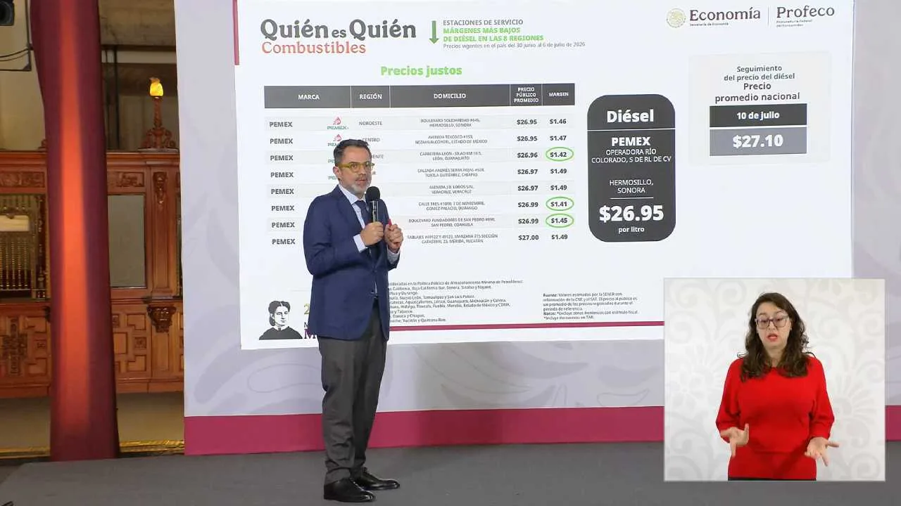 A gas station in Cancun, Quintana Roo, identified by Profeco as charging the highest diesel price in Mexico.