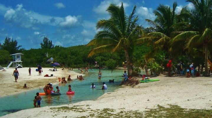 Aerial view of Punta Esmeralda beach access road in Playa del Carmen, Quintana Roo