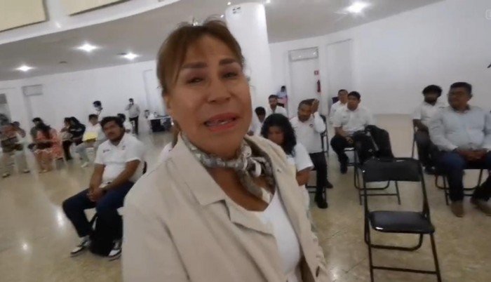 Quintana Roo Finance Secretary Martha Parroquin Perez at a press conference