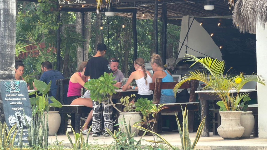 Tourists on a beach in the Riviera Maya, Quintana Roo