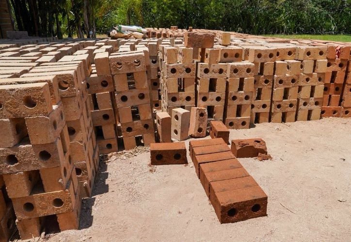 Sargablock building blocks made from sargassum in Puerto Morelos, Quintana Roo
