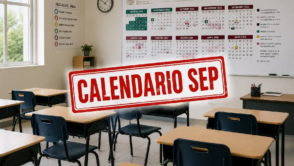 A classroom with desks and a blackboard, representing the upcoming school cycle in Mexico.