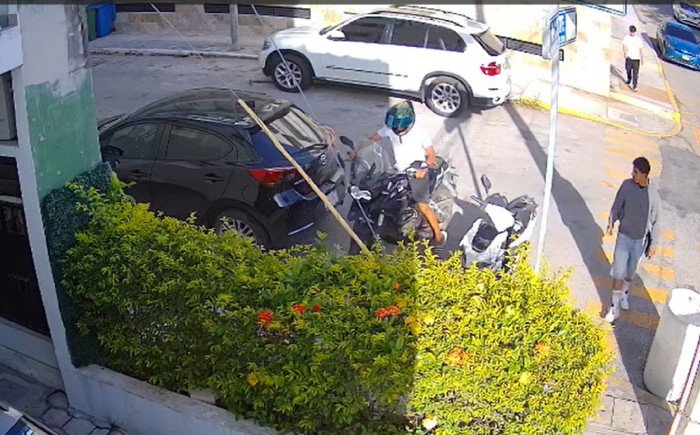 A motorcycle parked on a street in Playa del Carmen, Quintana Roo