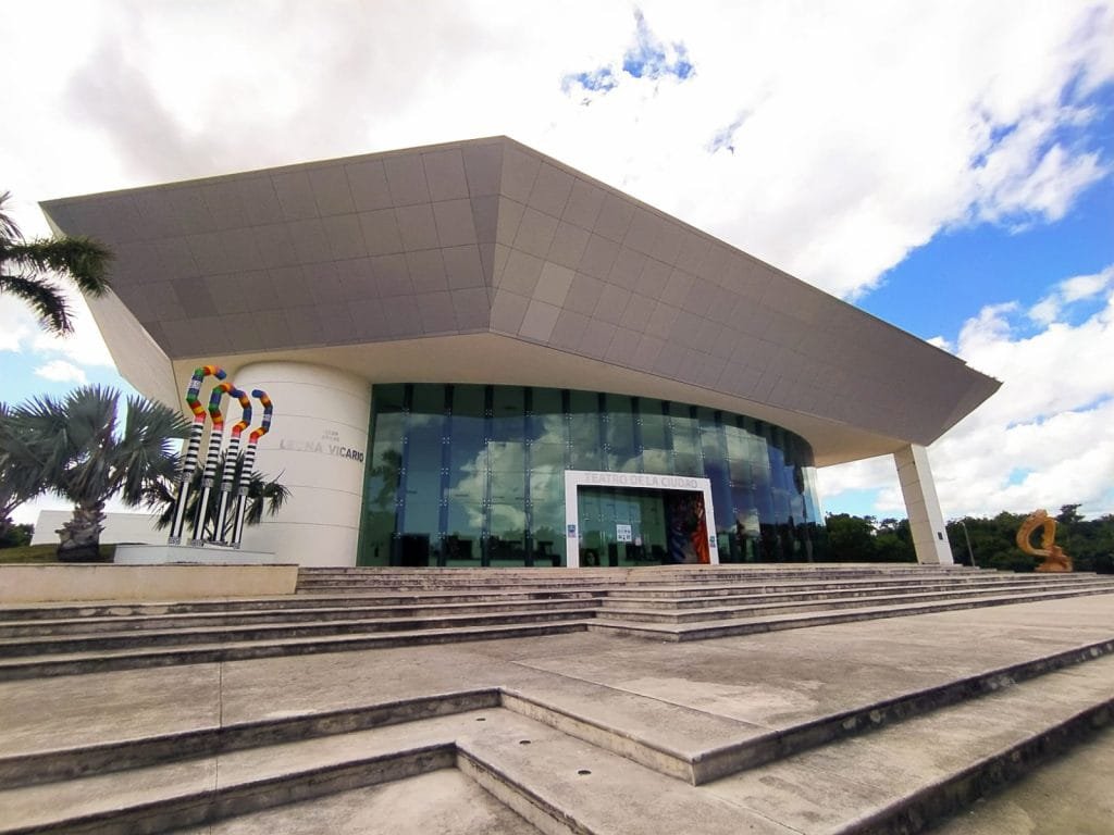 Exterior of the Teatro de la Ciudad in Playa del Carmen, Quintana Roo