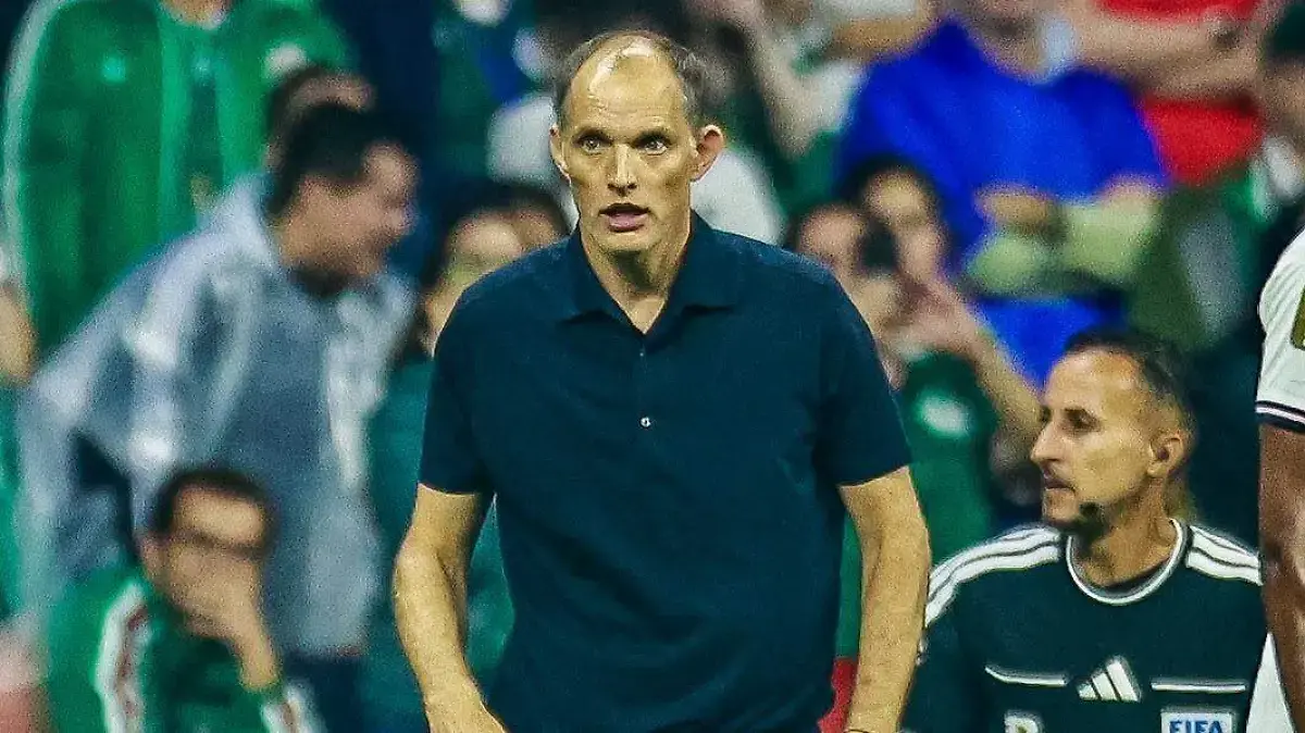 Thomas Tuchel, head coach of England, speaks at a press conference after the World Cup match against Mexico.