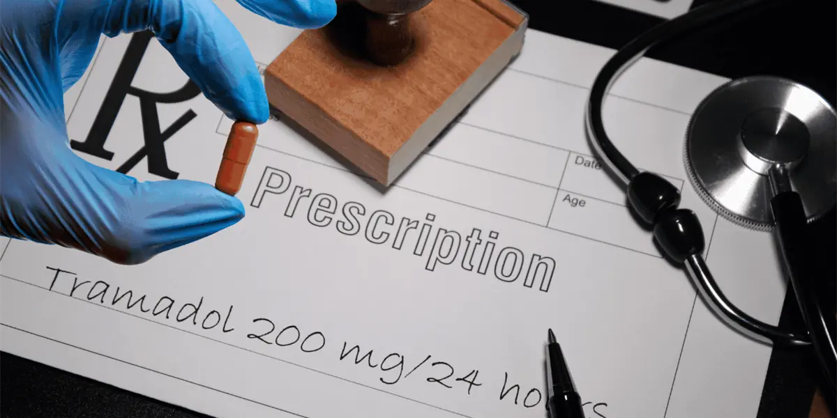 Tramadol pills on a table, representing the opioid analgesic reclassified as a controlled substance in Mexico