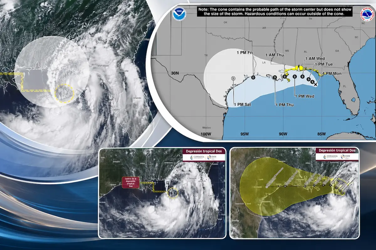 Satellite image of Tropical Depression Two over the Gulf of Mexico