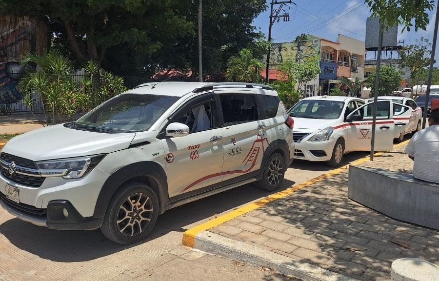 Empty streets in Tulum as taxi drivers wait for passengers during a tourism slump