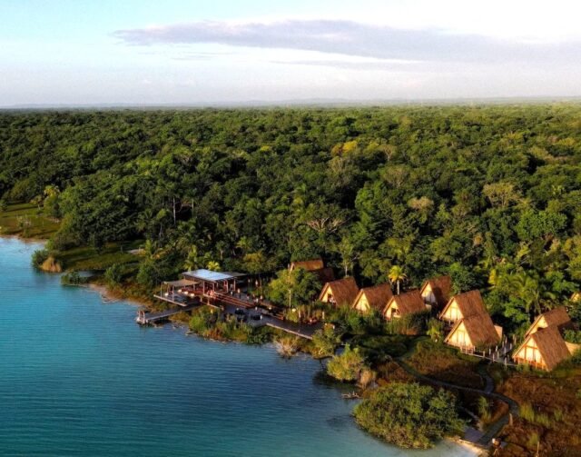 Bacalar Lagoon in Quintana Roo, Mexico, where a proposed colonial-style hotel was denied an environmental permit.