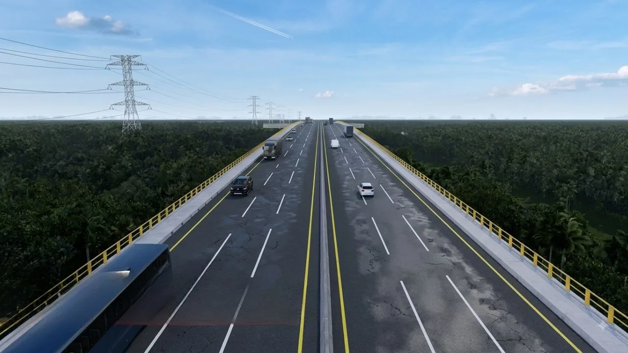 Construction site of the new Cancún South cargo bypass, also known as the Guayacán bypass.