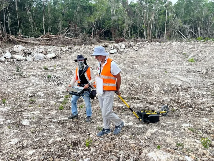 Municipal civil protection officials use ground-penetrating radar to inspect sinkhole-prone areas in Cancun.