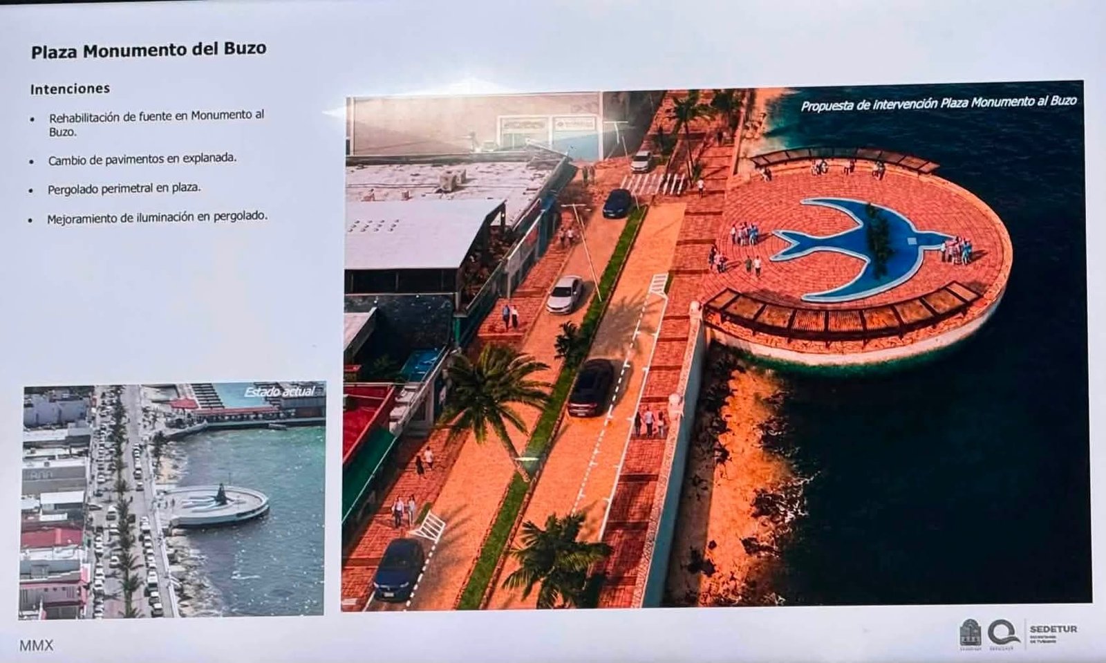 Concept image of the planned modernization of Cozumel's Malecón and Rafael E. Melgar Avenue.