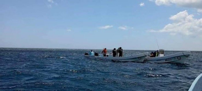 Diver floating in open water after being abandoned by illegal fishing boat off coast of Yucatan