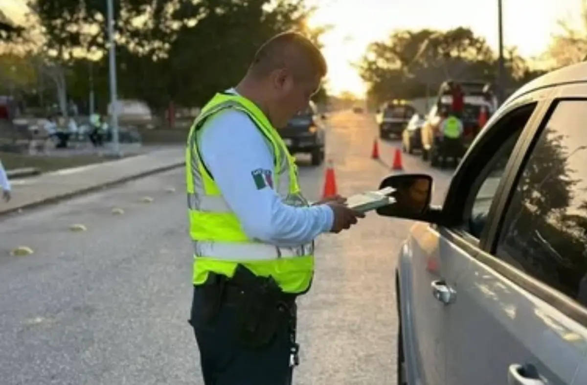 State traffic police conduct a breathalyzer test during a DUI checkpoint in Chetumal, Quintana Roo.