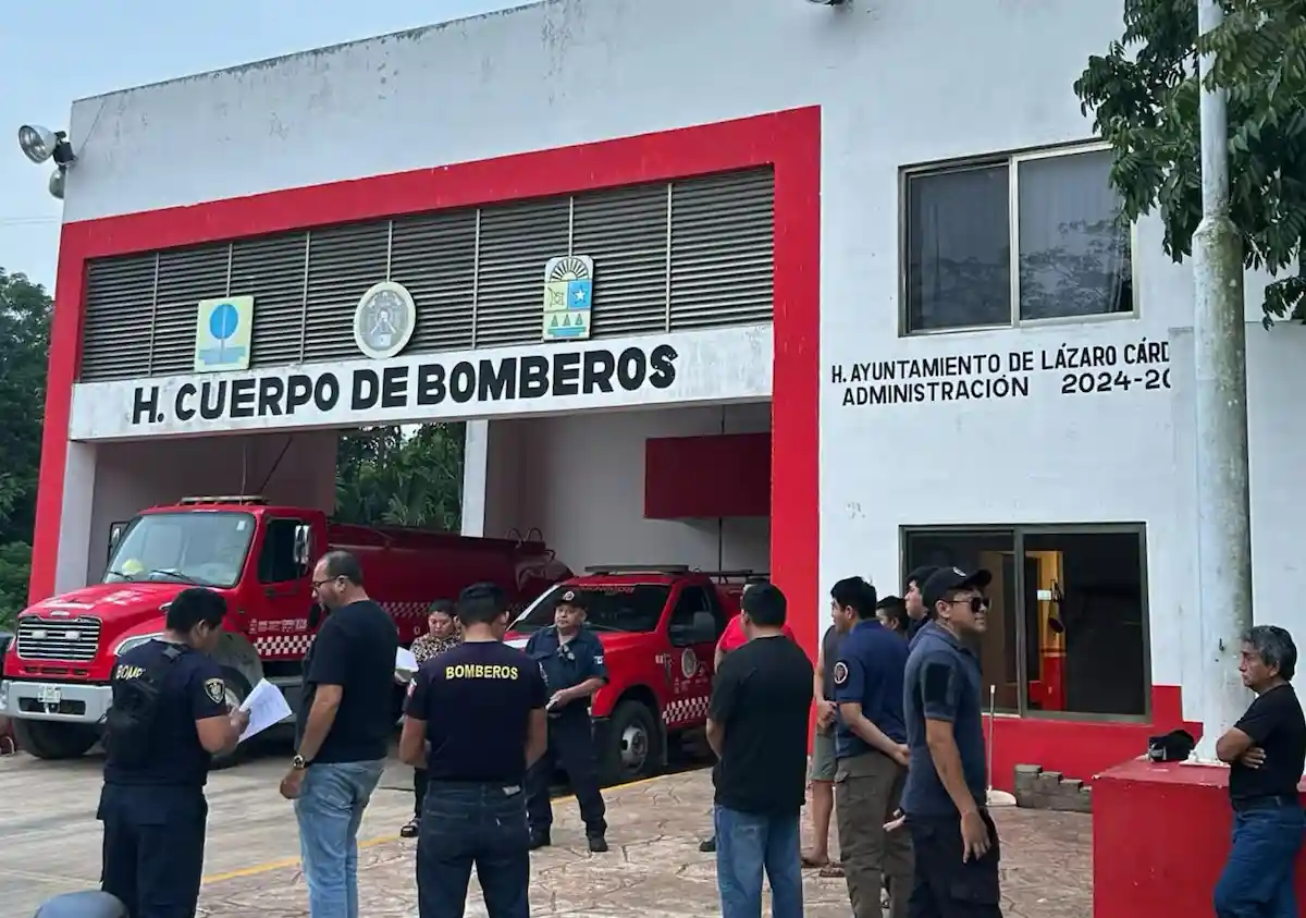 Fire station in Kantunilkin, Quintana Roo, where officials delivered a dismissal notice to fire chief Jose Gaspar Cauich Iuit.