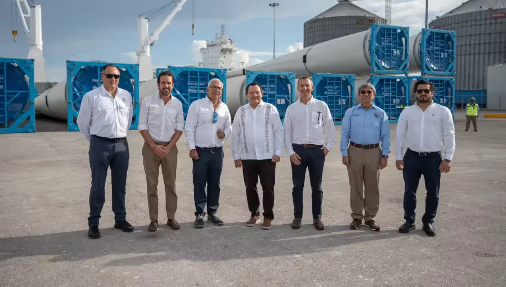 Wind turbine components at the Port of Progreso for the Tizimin II wind farm in Yucatan
