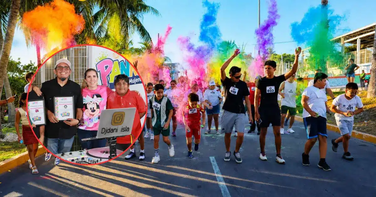 Participants at the Color Run in Isla Mujeres
