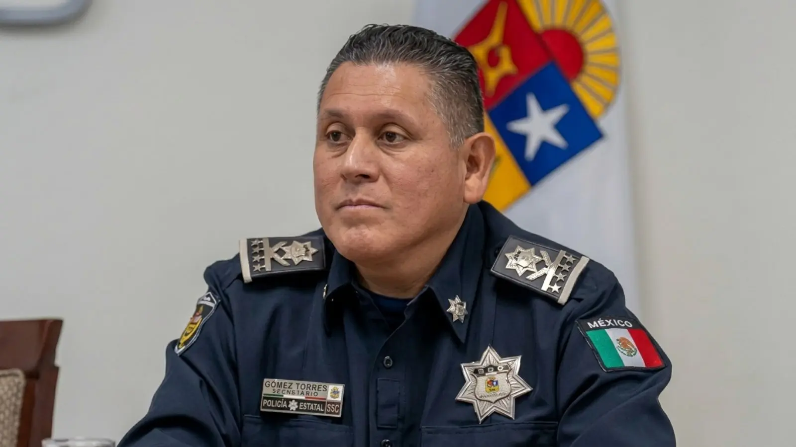 Julio César Torres Gómez, head of Quintana Roo's Public Security Department, during an announcement about police discipline investigations.