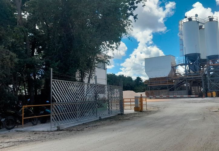 A large limestone quarry in a green area of Quintana Roo, Mexico