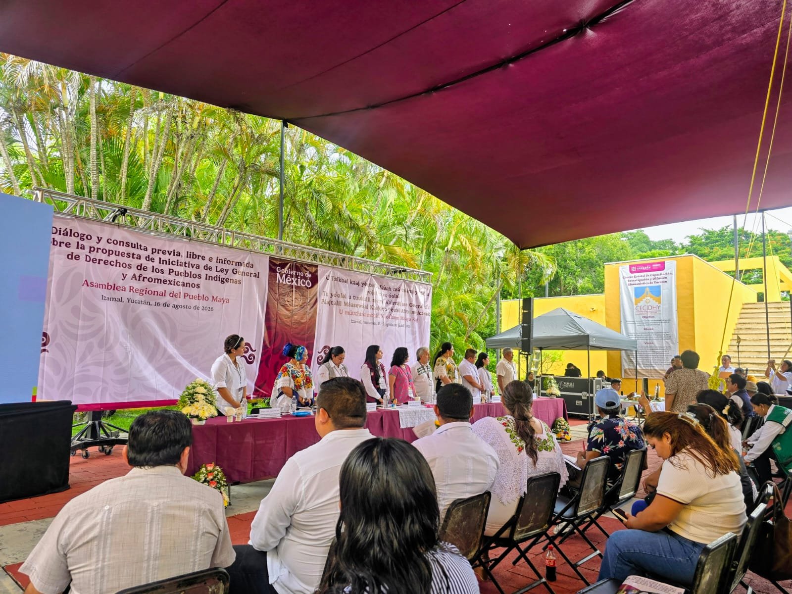 Indigenous Maya community members gather during an assembly in Yucatan, Mexico, to discuss a proposed federal indigenous rights law.