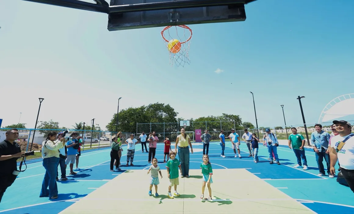 Newly renovated parks in Merida with playgrounds sports courts and green spaces
