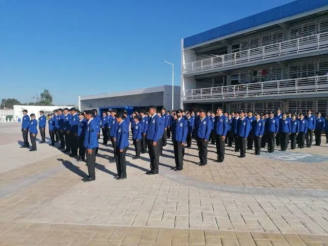 Students in uniform at a militarized private school in Quintana Roo, Mexico.