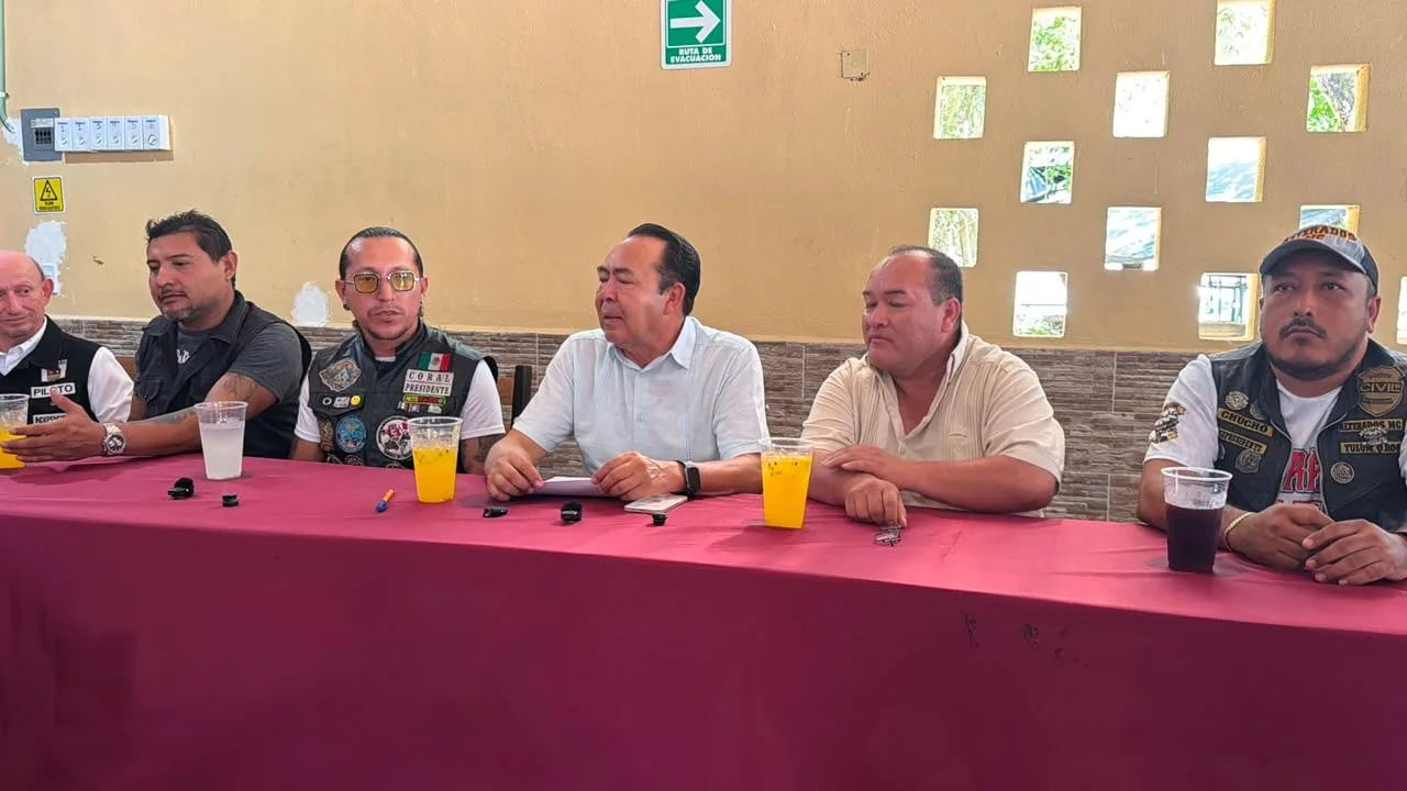 Motorcyclists participate in a ride during Moto Fest Tulum 2026