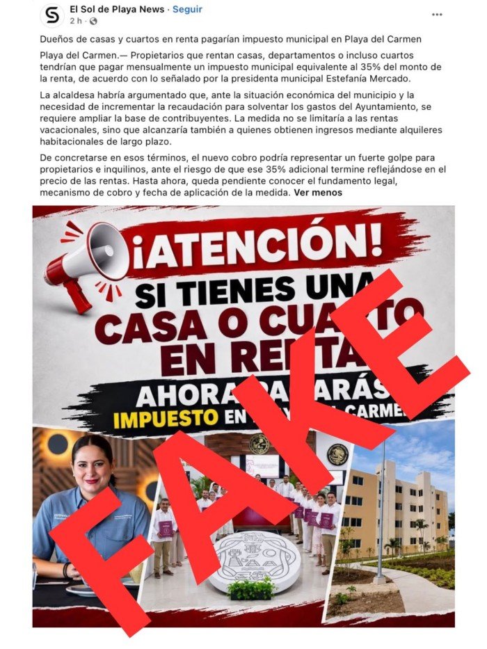 Officials in Playa del Carmen, Mexico denied rumors of a 35 percent municipal tax on rental properties