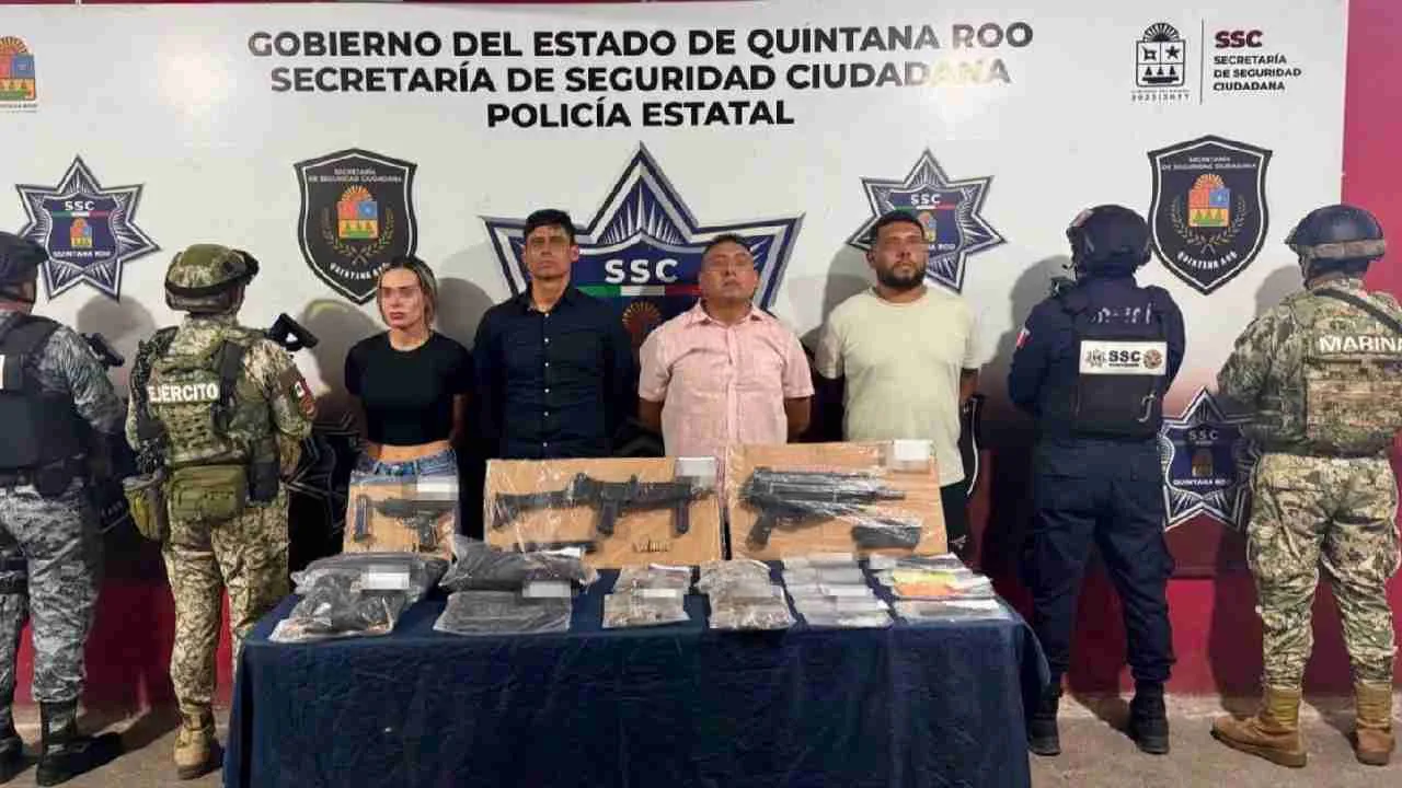 Four people arrested in Cancun hotel zone with drugs and firearms
