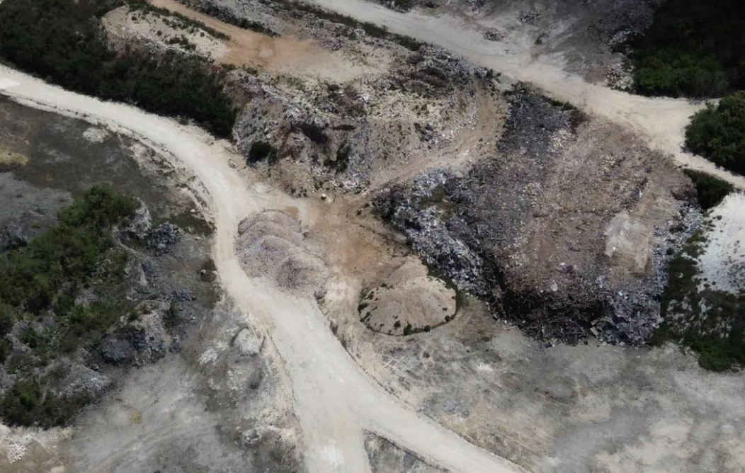 A sealed entrance to an unlicensed quarry in the mainland zone of Isla Mujeres, Quintana Roo