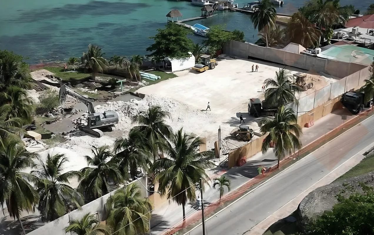 Construction site of the SEDENA rest house near Bacalar Lagoon in Quintana Roo, Mexico