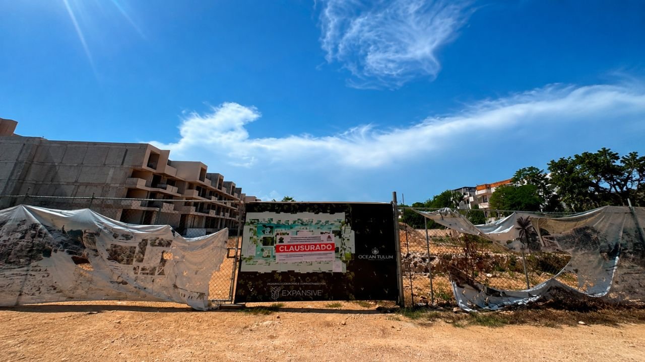Exterior of the Ocean Tulum development, closed by Quintana Roo authorities for lacking required permits