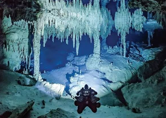 Cave diver José Urbina Bravo inspects jungle area near Tulum where Tren Maya road construction continues