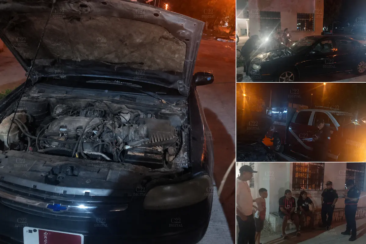 A firefighter inspects the engine compartment of a parked car after a snake took refuge inside, in Uman, Yucatan.