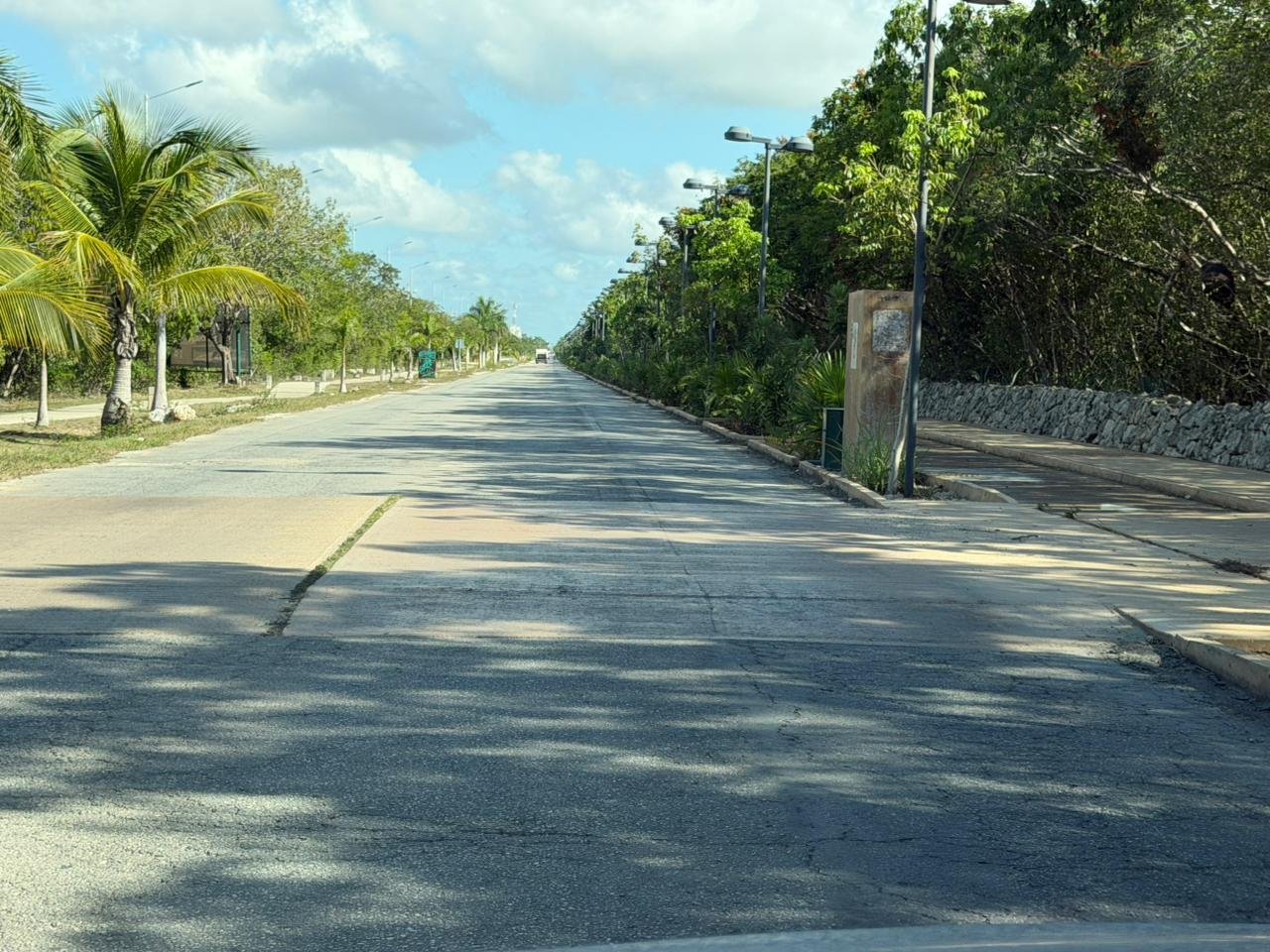 Unmarked speed bumps on a road near Parque del Jaguar in Tulum, Quintana Roo