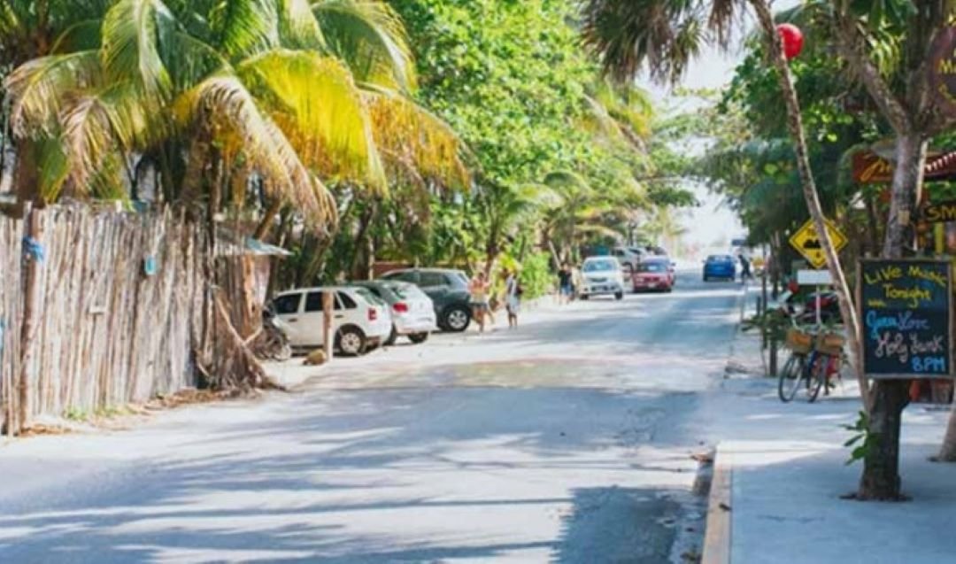 Hotels along the Tulum coastal zone during a period of low tourist occupancy