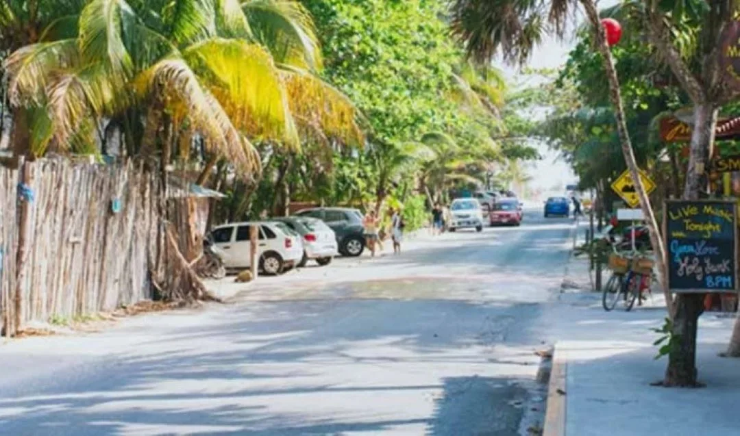 Hotels along the Tulum coastal zone during a period of low tourist occupancy
