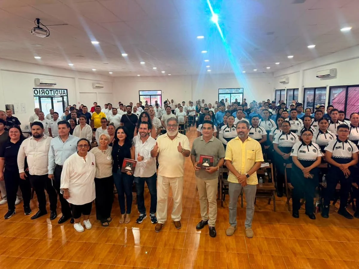 Taxi drivers and tourist police attend a service quality training session in Tulum.