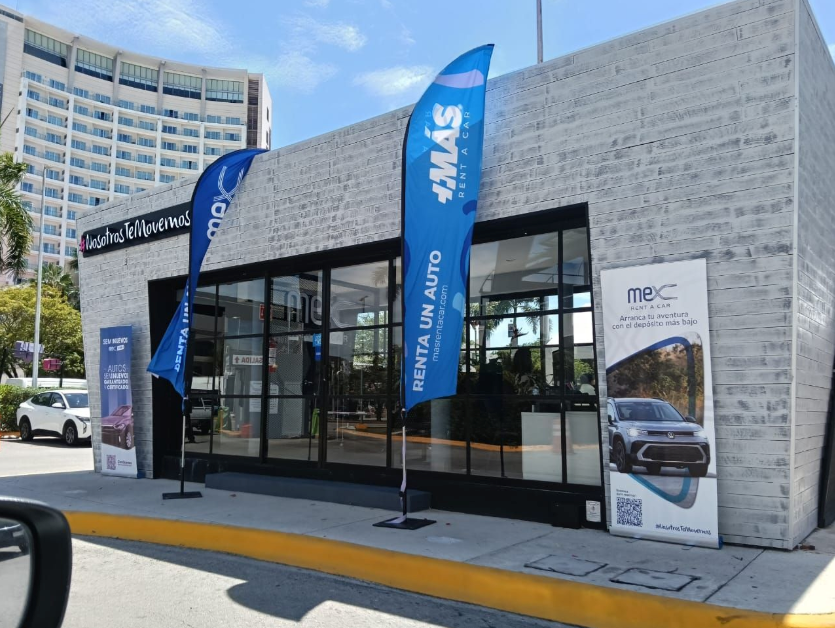 A used car lot in Cancún, Quintana Roo, where rental company Mex Rent a Car sells certified pre-owned vehicles