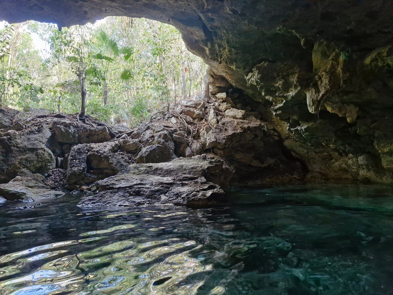 Community members from Bejhil Ha test water quality in a cenote in Chemuyil, near Tulum.