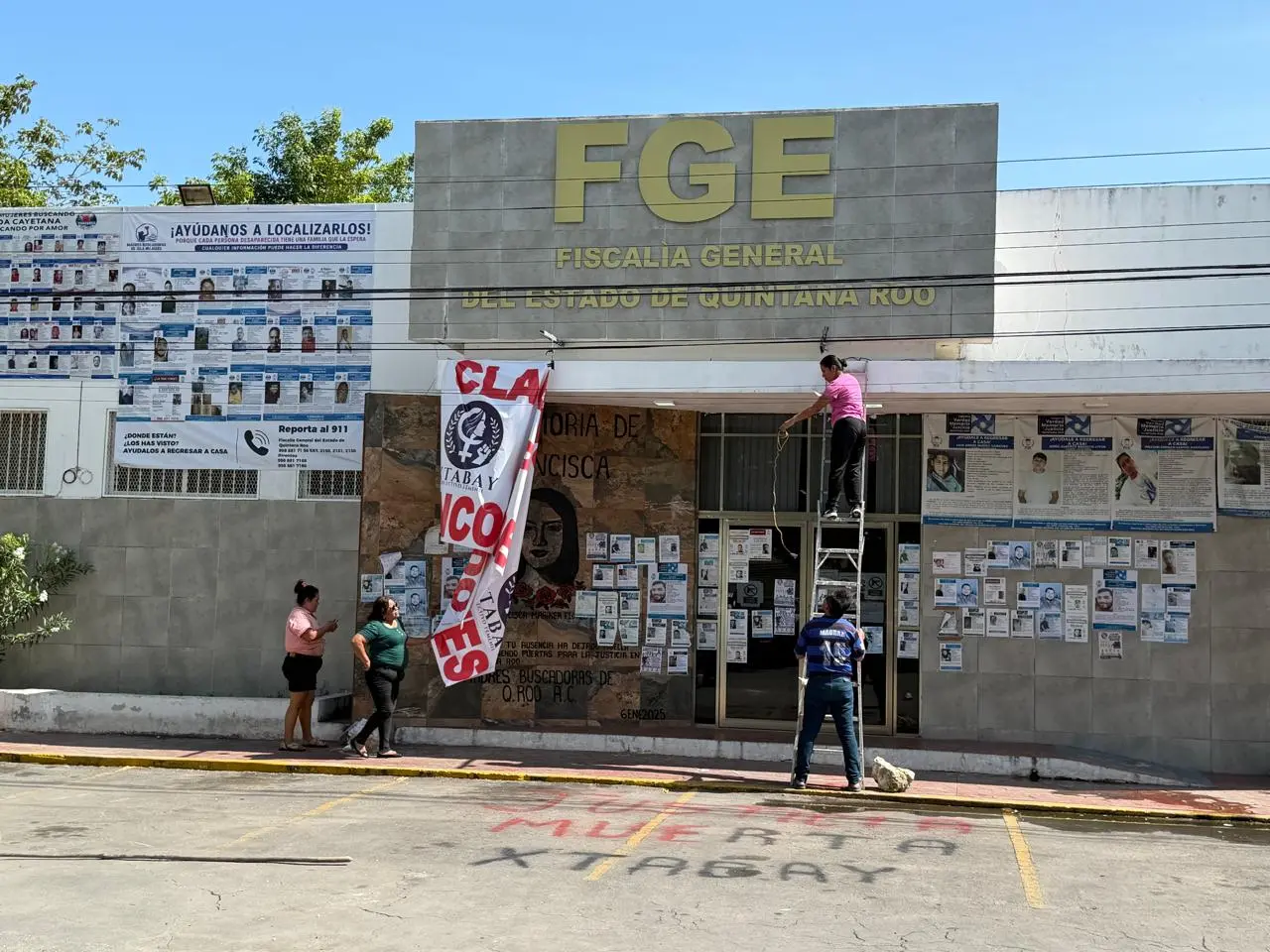 Women remove their protest camp outside the State Prosecutor's Office in Chetumal, Quintana Roo.