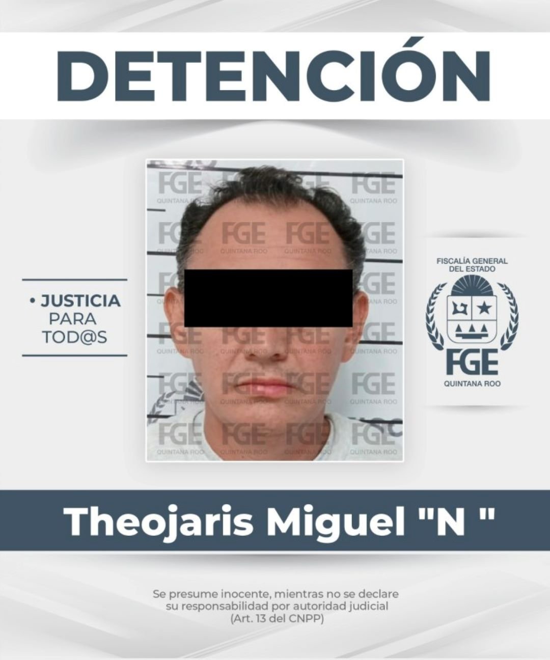 A man accused of check fraud in Quintana Roo being escorted by authorities after his return to Cancun