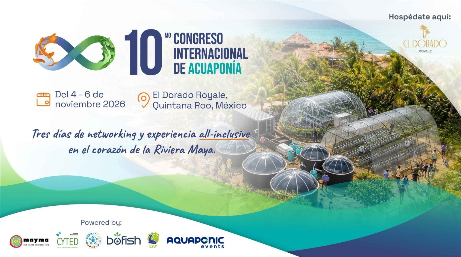 Promotional image for the 10th International Aquaponics Congress in the Riviera Maya