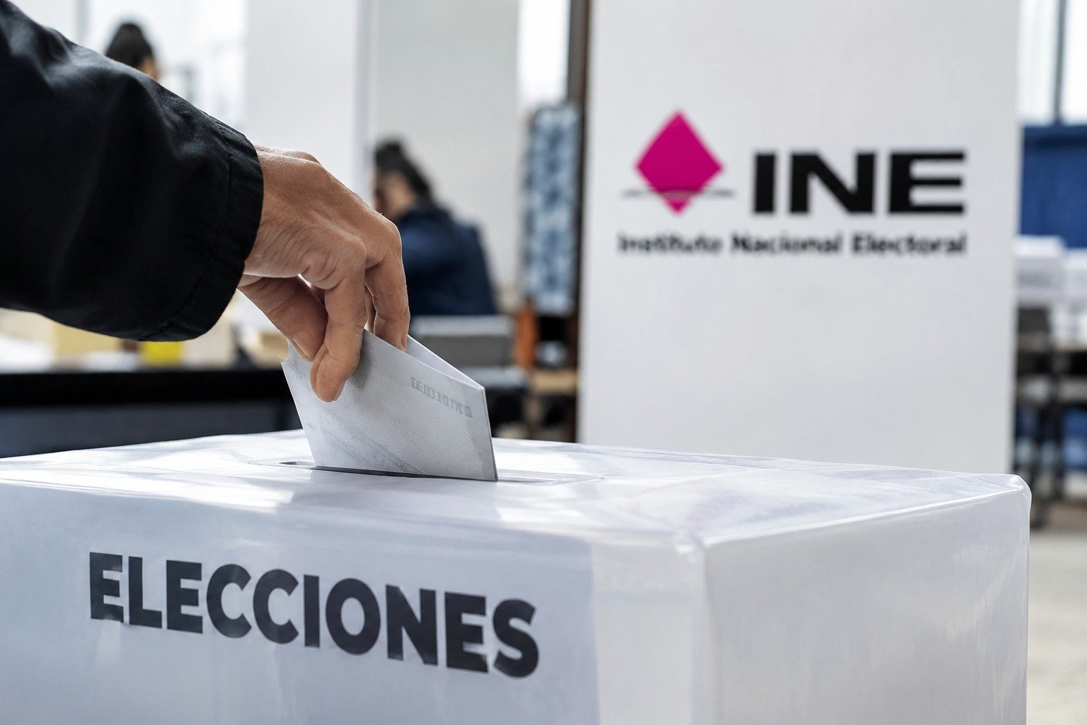 Logo and signage of the Mexican Employers Confederation Coparmex, which is urging electoral authorities to strengthen oversight ahead of the 2027 federal elections
