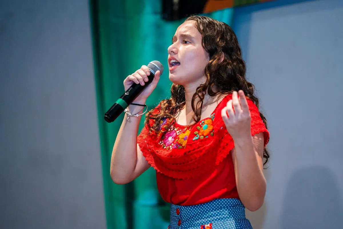 Auditorium stage at Museo de la Isla in Cozumel set for the Mexican Song Contest