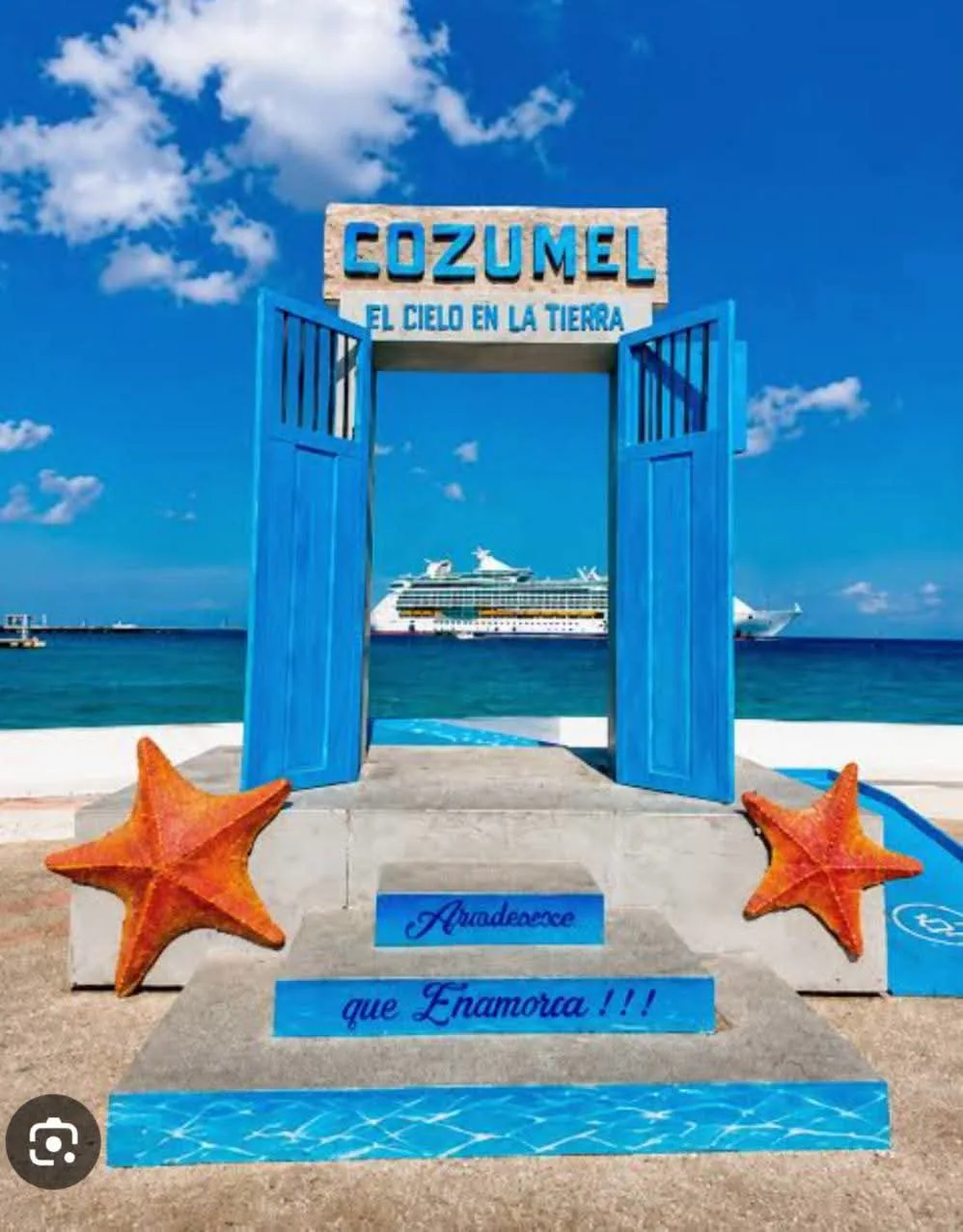 Cozumel's Photo Booth, a set of doors used as a tourist photo spot on the island's waterfront