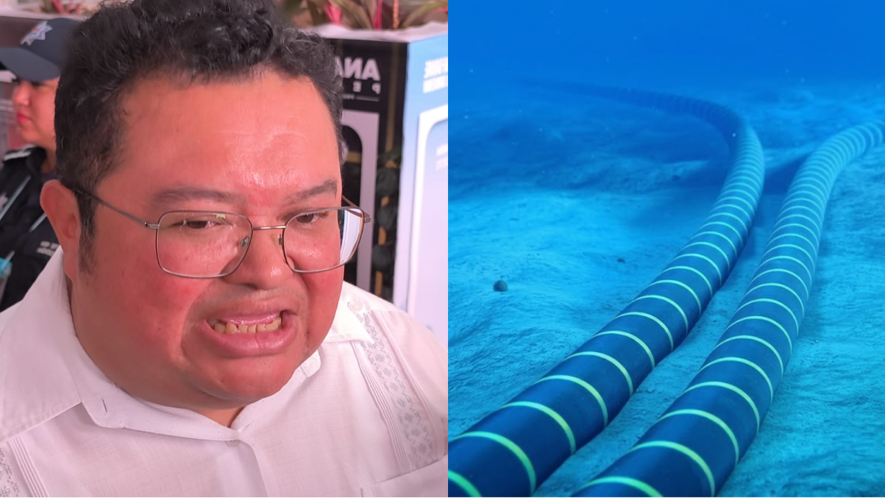 Aerial view of Cozumel's coastline where a new submarine power cable will be installed to boost the island's electricity supply