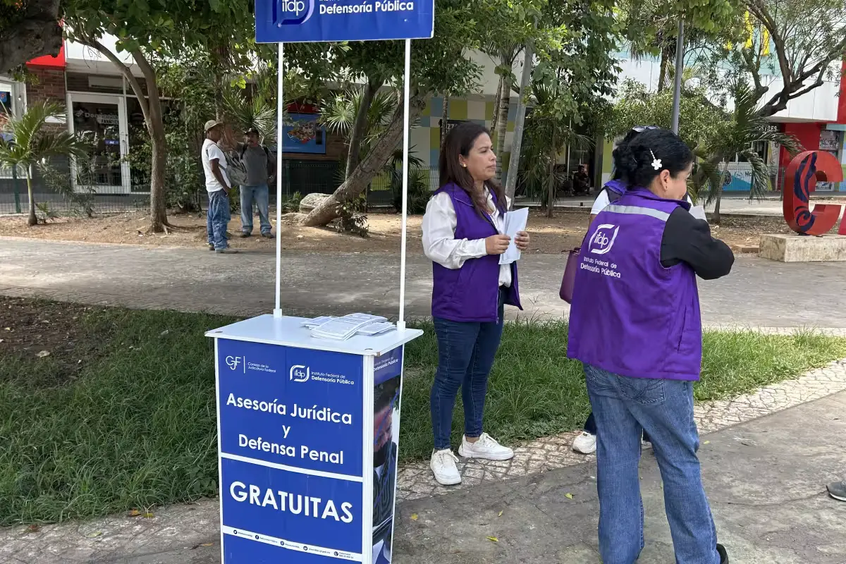 An itinerant legal aid module of Mexico's Federal Public Defender's Office operating in Cancún, where about 20 migrants seek free advice daily
